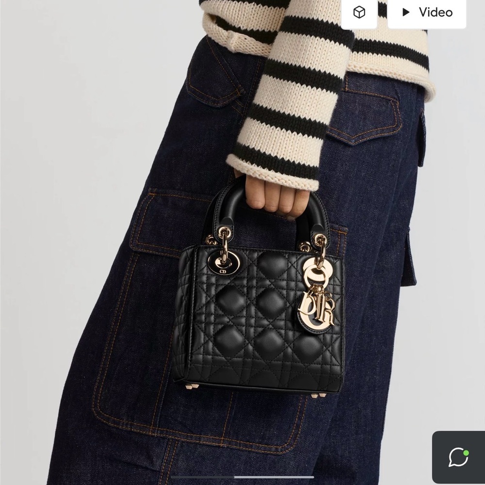 Dior Black Mini Quilted Bag with Gold Accents